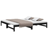 Lit coulissant sans matelas noir 2x(100x200) cm