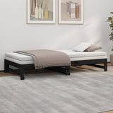 Lit coulissant sans matelas noir 2x(100x200) cm