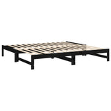 Lit coulissant sans matelas noir 2x(100x200) cm