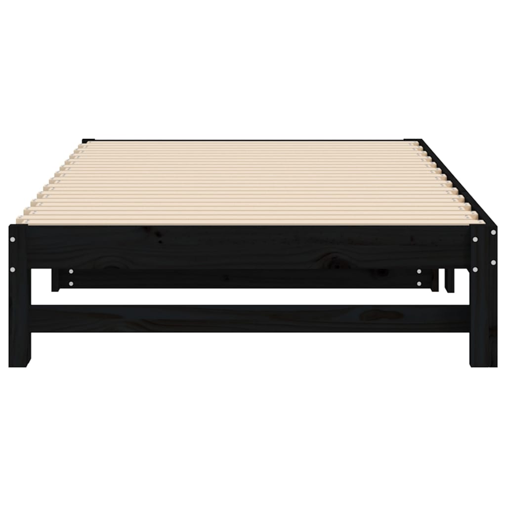 Lit coulissant sans matelas noir 2x(100x200) cm