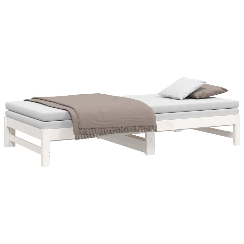 Lit coulissant sans matelas blanc 2x(90x200) cm