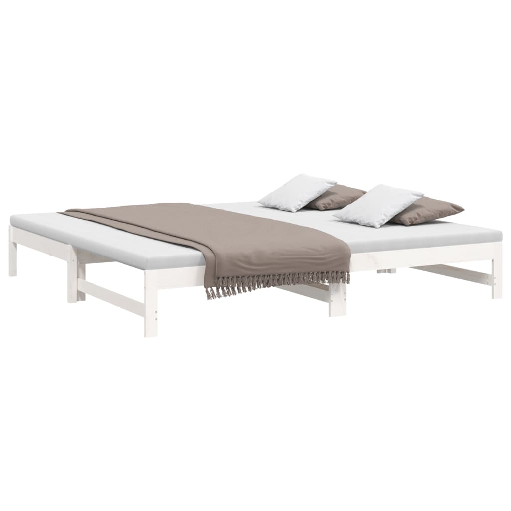 Lit coulissant sans matelas blanc 2x(80x200)cm