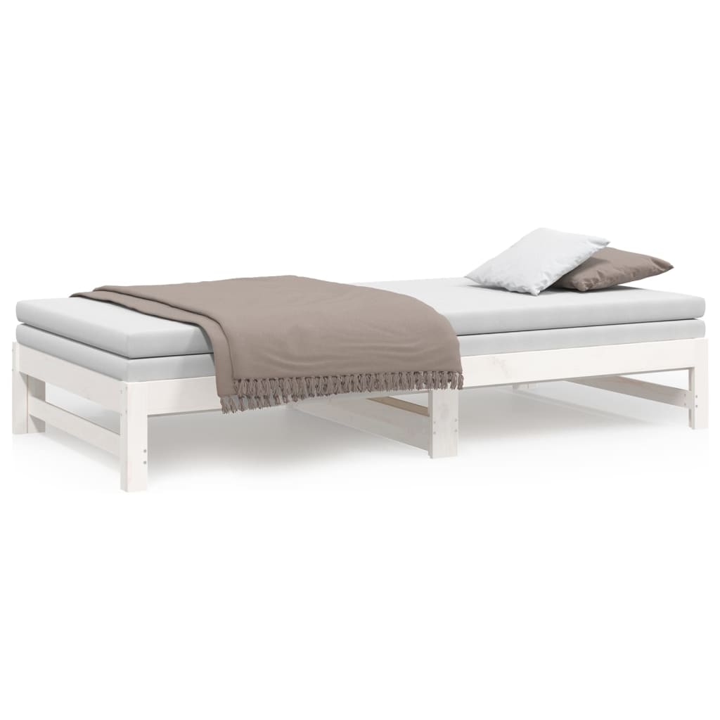 Lit coulissant sans matelas blanc 2x(80x200)cm