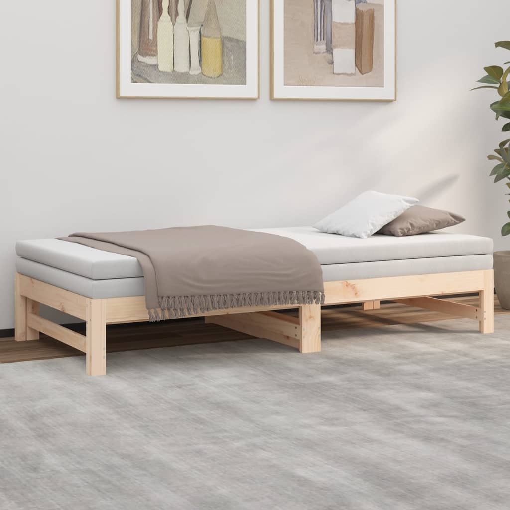 Lit coulissant sans matelas 2x(90x190) cm Bois de pin massif