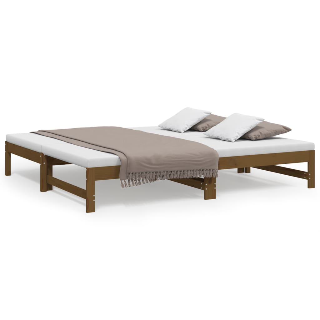 Lit coulissant sans matelas marron miel 2x(90x190) cm