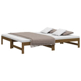 Lit coulissant sans matelas marron miel 2x(90x190) cm