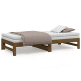 Lit coulissant sans matelas marron miel 2x(90x190) cm