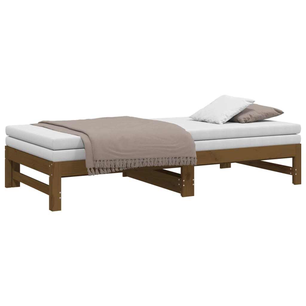 Lit coulissant sans matelas marron miel 2x(90x190) cm