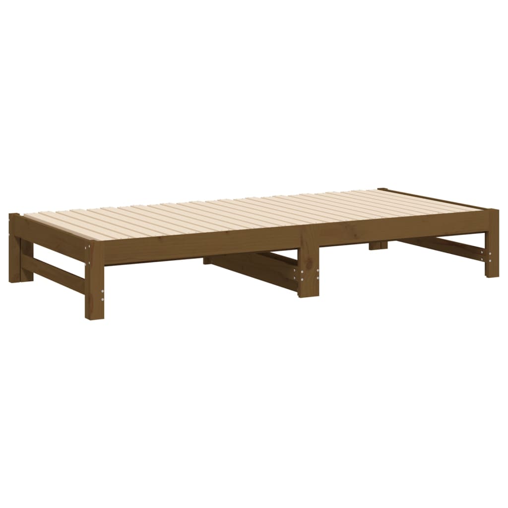 Lit coulissant sans matelas marron miel 2x(90x190) cm