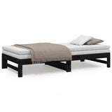 Lit coulissant sans matelas noir 2x(90x190) cm