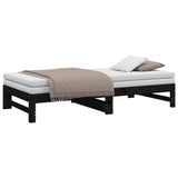 Lit coulissant sans matelas noir 2x(90x190) cm