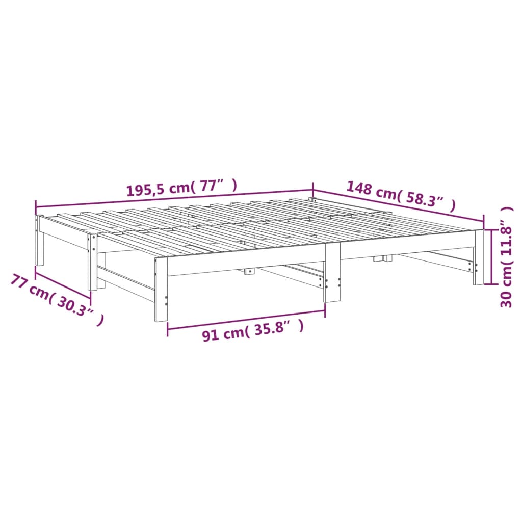 Lit coulissant 2x(75x190) cm Bois de pin massif