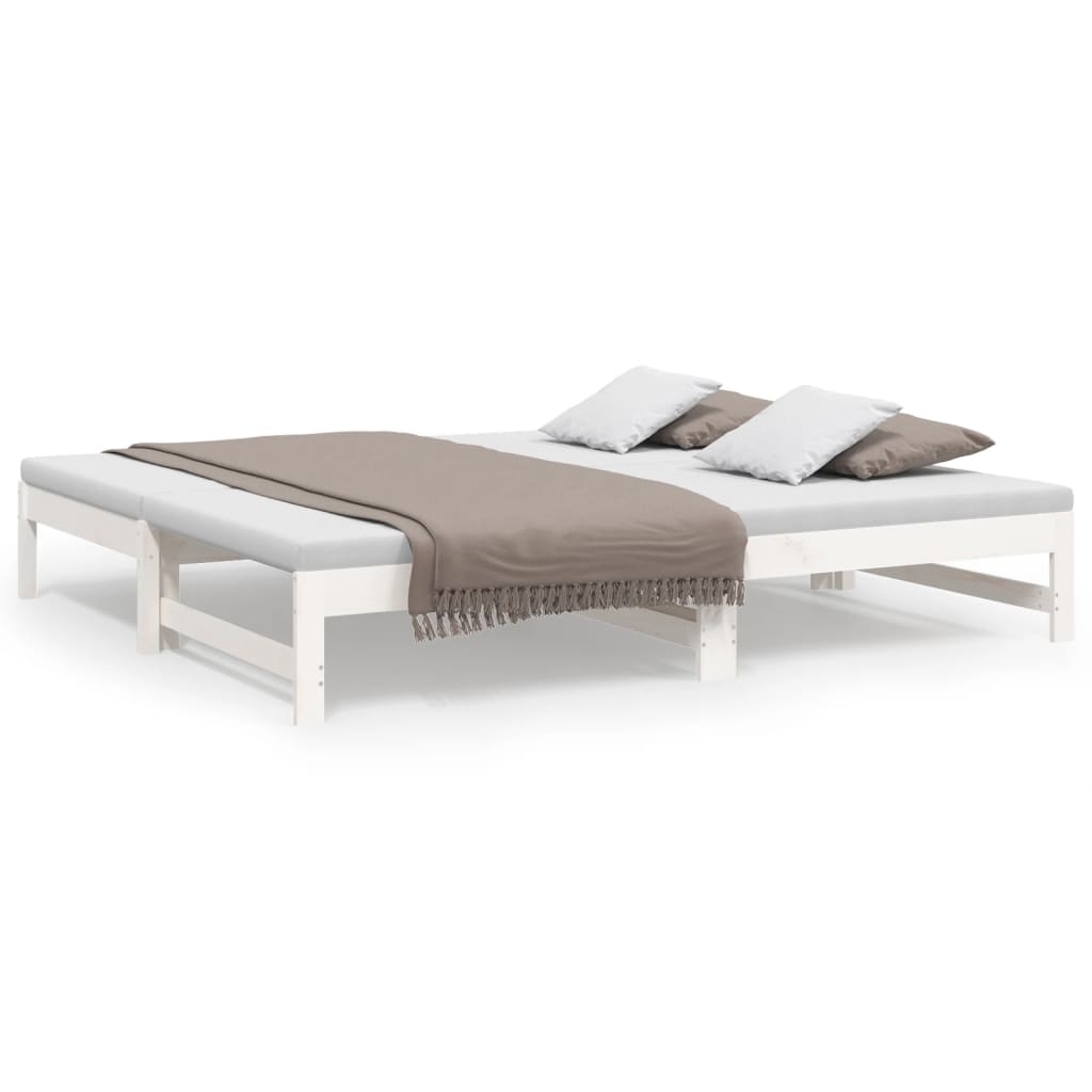 Lit coulissant sans matelas blanc 2x(75x190) cm