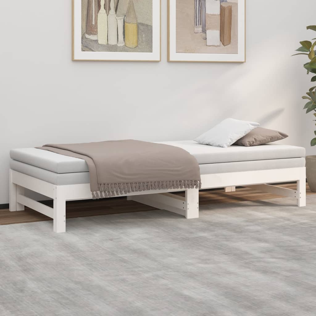 Lit coulissant sans matelas blanc 2x(75x190) cm