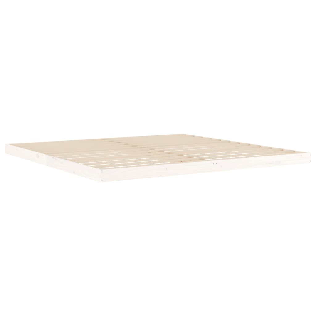 Cadre de lit sans matelas blanc 200x200 cm bois massif de pin