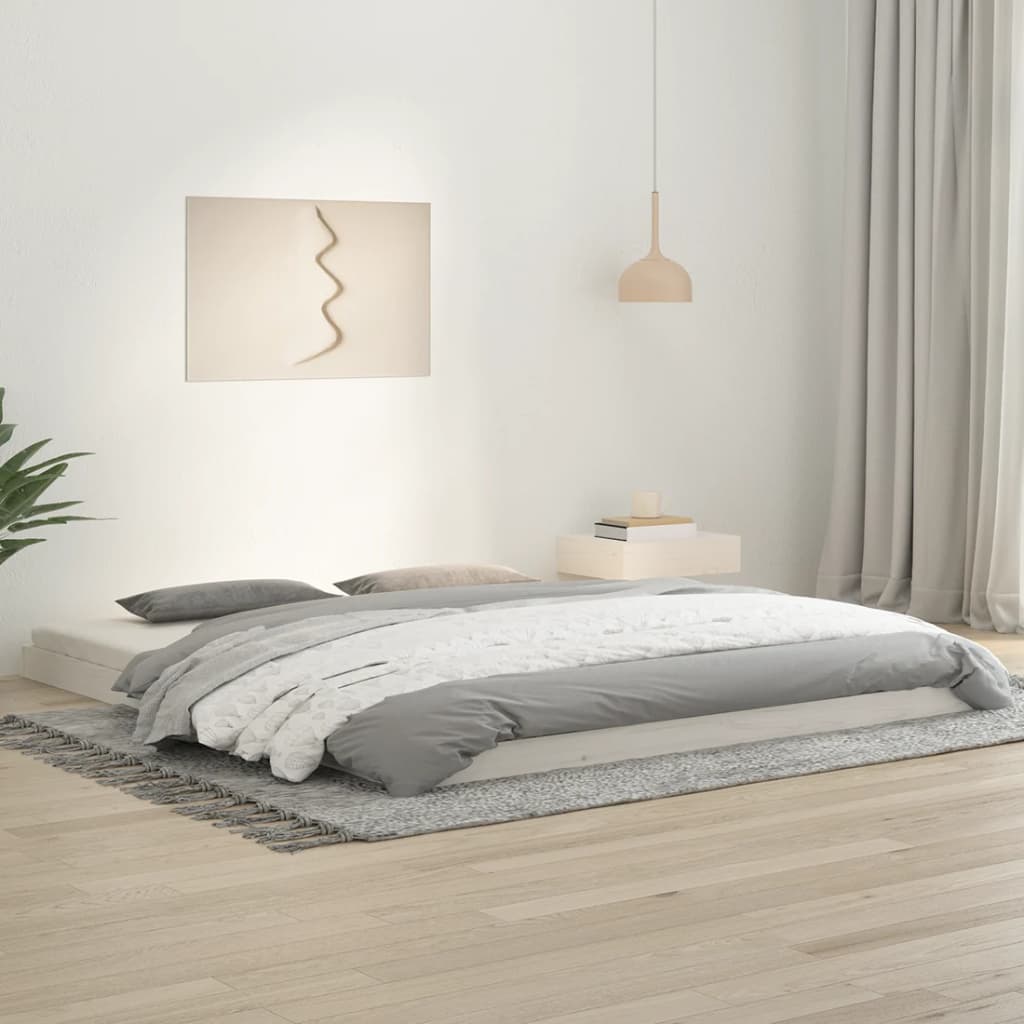 Cadre de lit sans matelas blanc 180x200 cm bois massif de pin