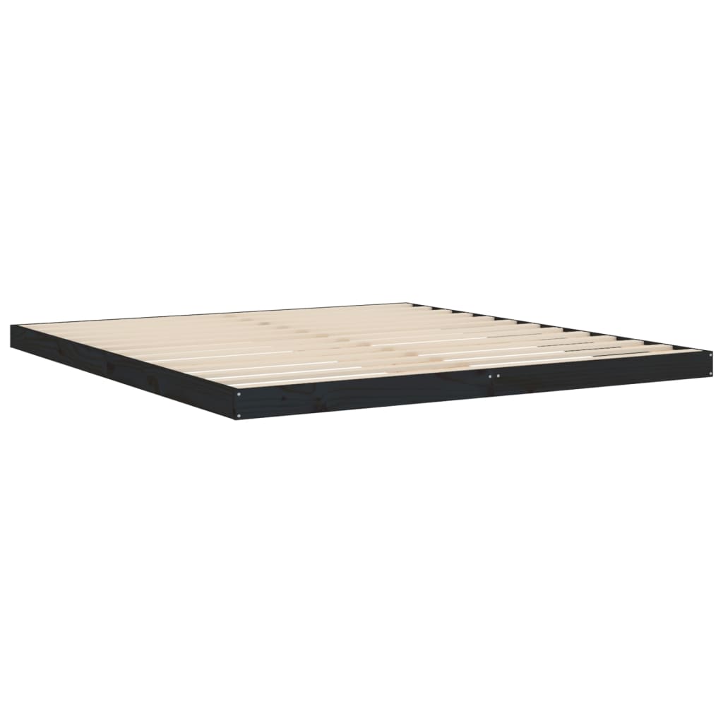 Cadre de lit sans matelas noir 180x200 cm bois massif de pin