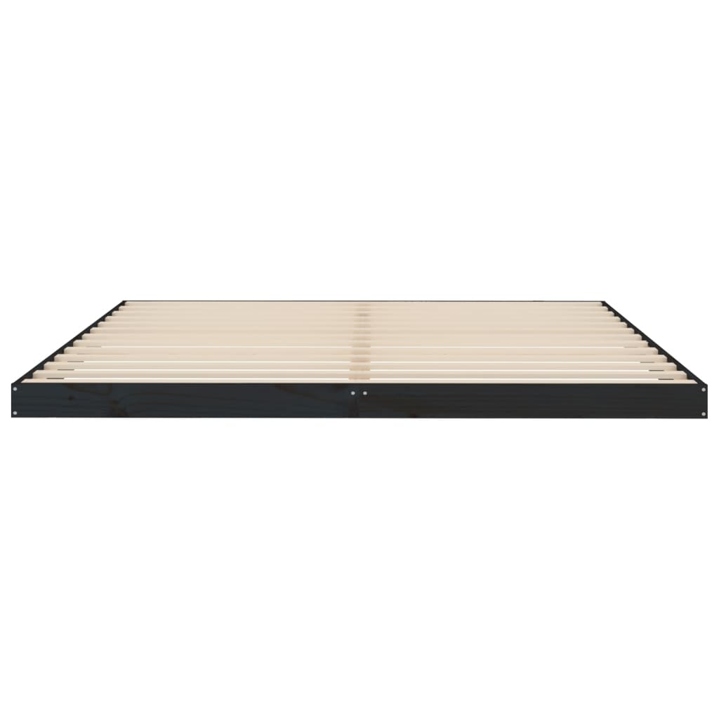 Cadre de lit sans matelas noir 180x200 cm bois massif de pin