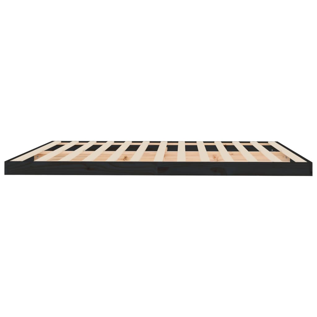 Cadre de lit sans matelas noir 180x200 cm bois massif de pin