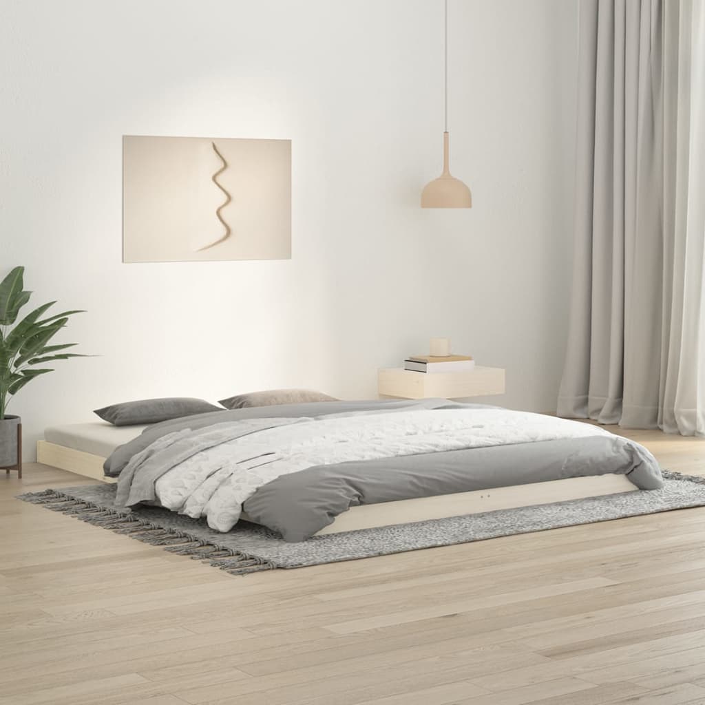 Cadre de lit sans matelas blanc 150x200 cm bois de pin massif