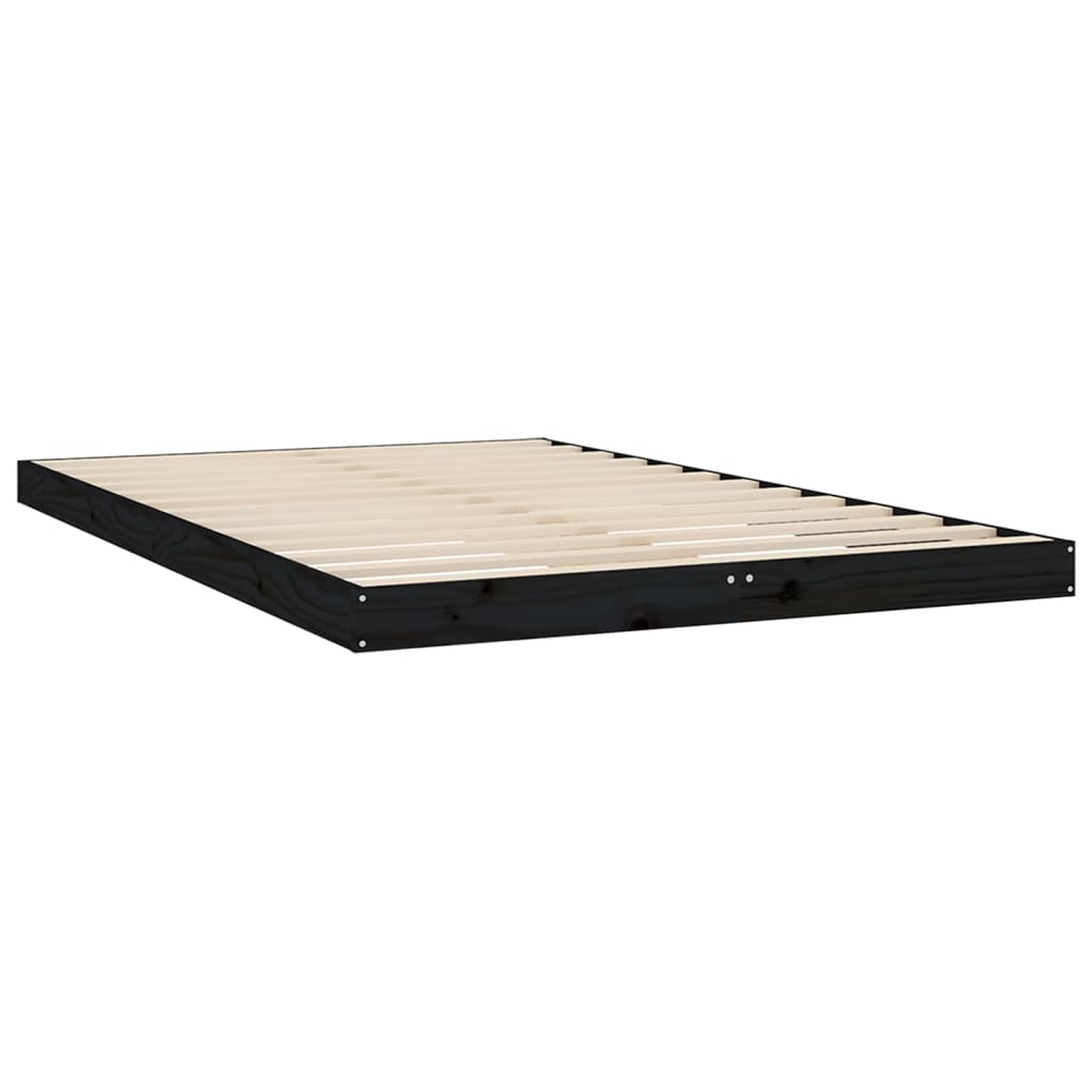 Cadre de lit sans matelas noir 120x200 cm bois de pin massif