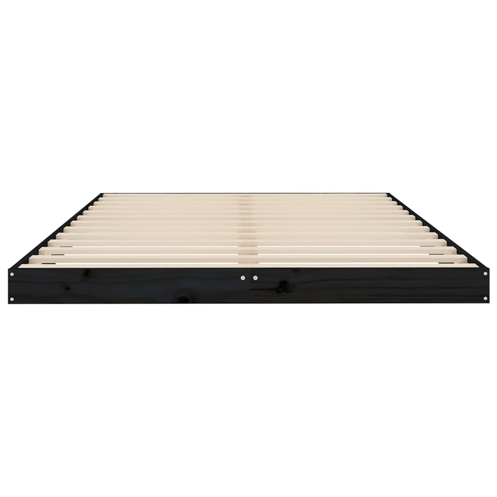 Cadre de lit sans matelas noir 120x200 cm bois de pin massif