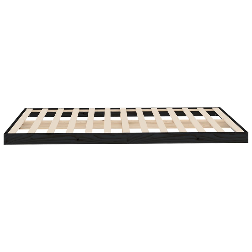 Cadre de lit sans matelas noir 120x200 cm bois de pin massif