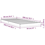 Cadre de lit sans matelas blanc 90x200 cm bois de pin massif