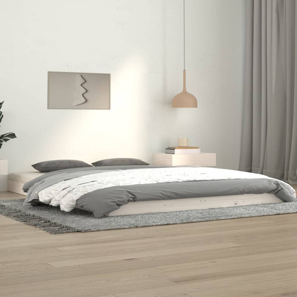 Cadre de lit sans matelas blanc 140x190 cm bois de pin massif