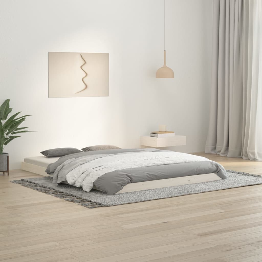 Cadre de lit sans matelas blanc 135x190 cm bois de pin massif