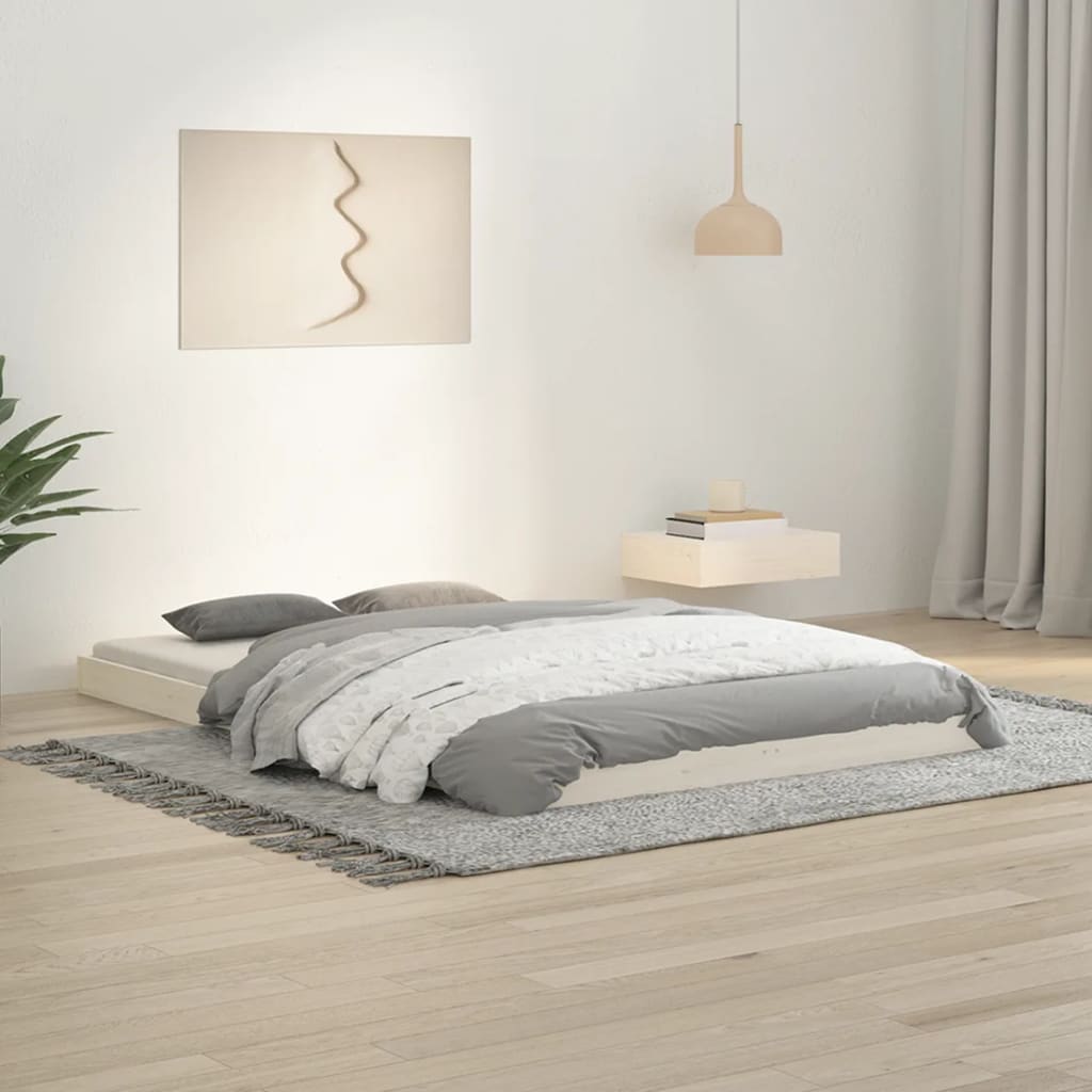 Cadre de lit sans matelas blanc 120x190 cm bois de pin massif