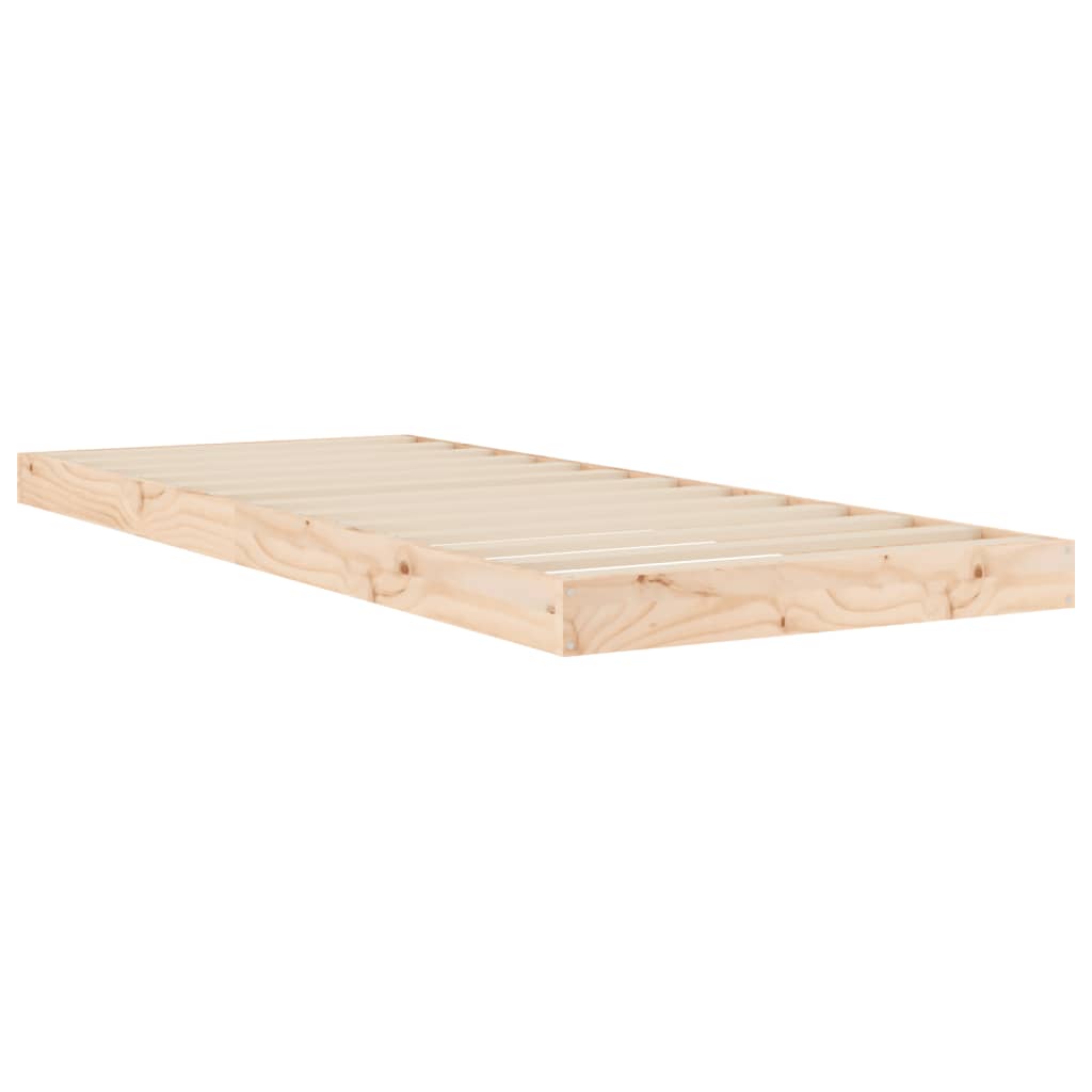 Bed frame without mattress 75x190 cm solid pine wood