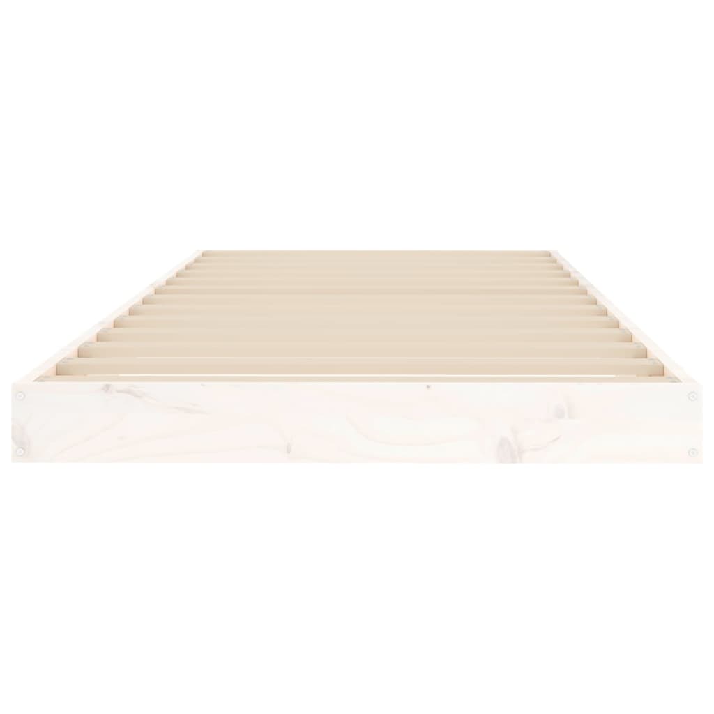 Bed frame without white mattress 75x190 cm solid pine wood