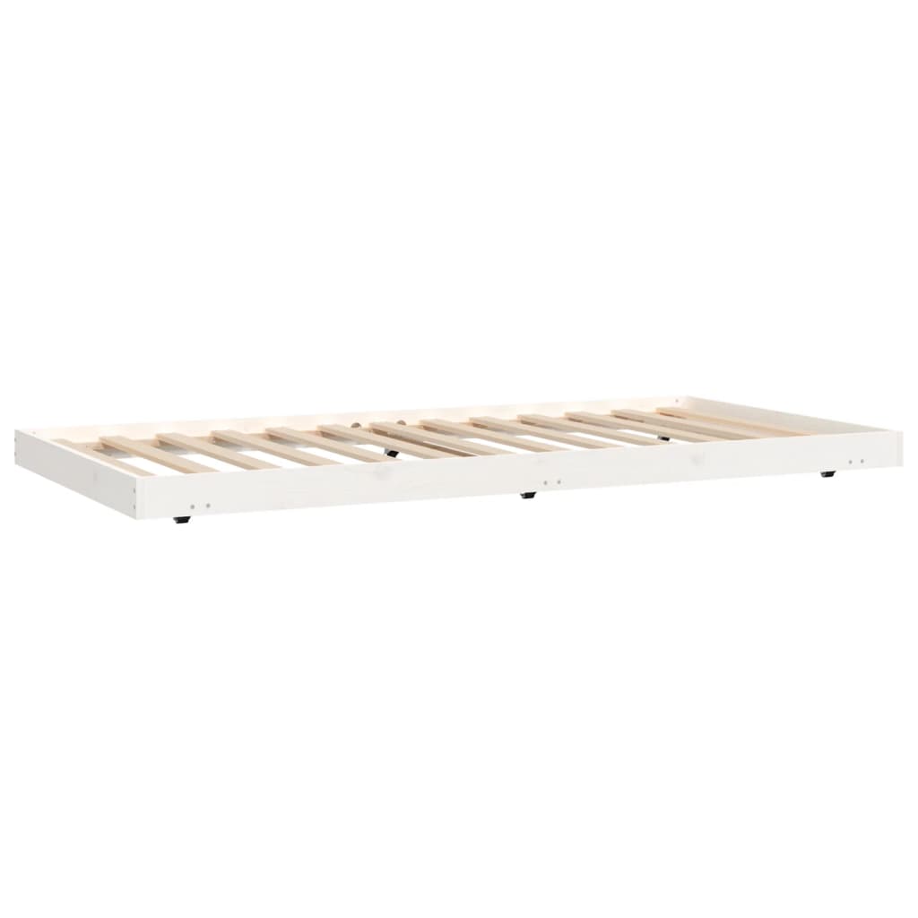 Bed frame without mattress white 100x200 cm solid pine wood