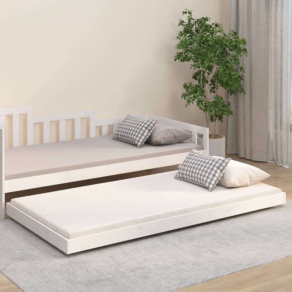 Bed frame without mattress white 100x200 cm solid pine wood