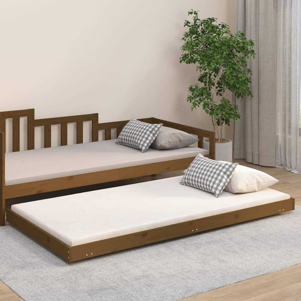 Cadre de lit sans matelas marron miel 100x200cm bois pin massif