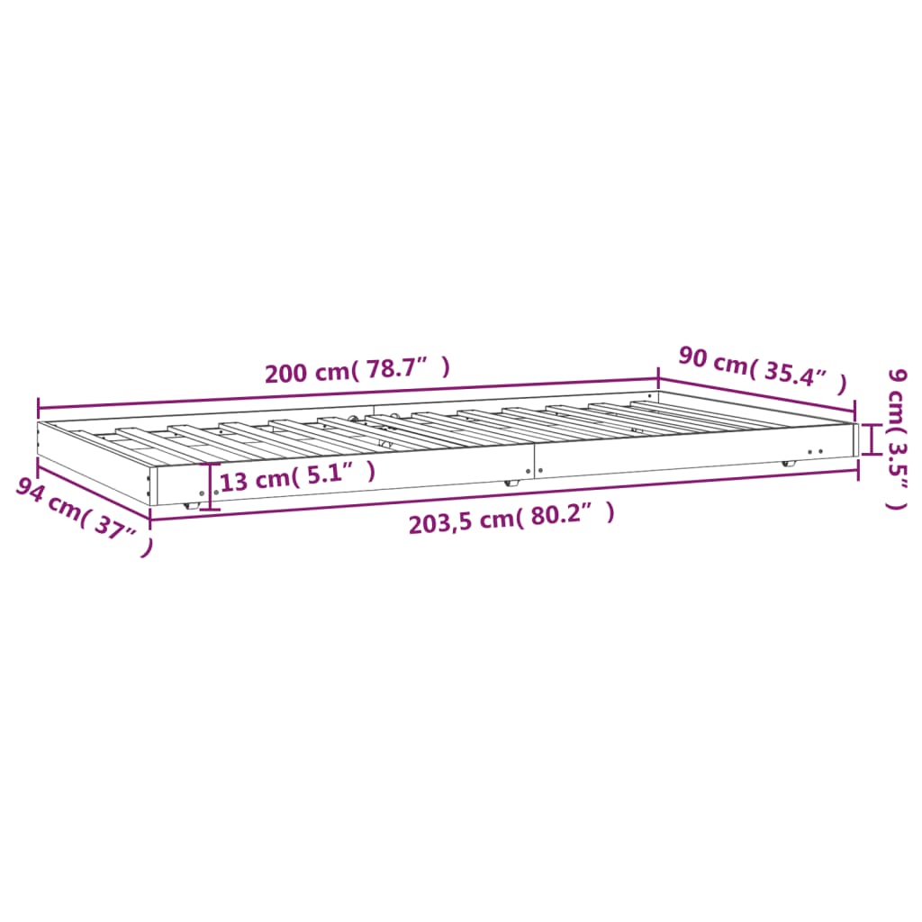 Cadre de lit sans matelas 90x200 cm bois de pin massif