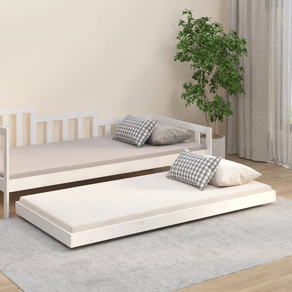 Bed frame without white mattress 75x190 cm solid pine wood