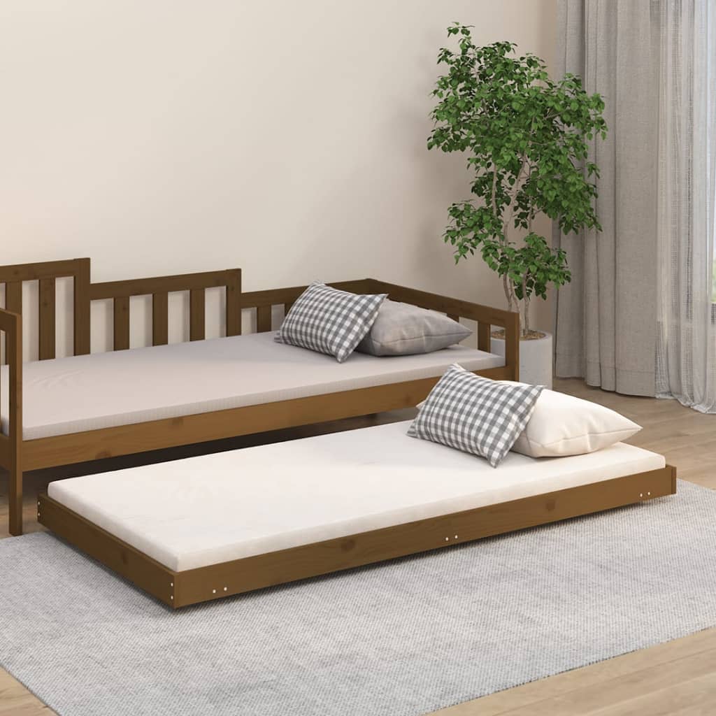 Cadre de lit sans matelas marron miel 75x190 cm bois pin massif