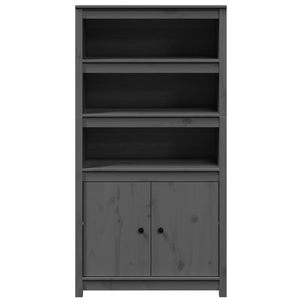 Buffet haut Gris 80x35x154 cm Bois massif de pin