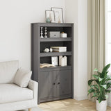 High sideboard Grey 80x35x154 cm Solid pine wood