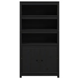 Buffet haut Noir 80x35x154 cm Bois massif de pin