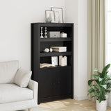 High sideboard Black 80x35x154 cm Solid pine wood