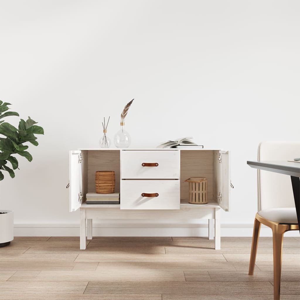 Weißes Sideboard 110x40x78 cm Massives Kiefernholz