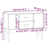 Weißes Sideboard 110x40x78 cm Massives Kiefernholz