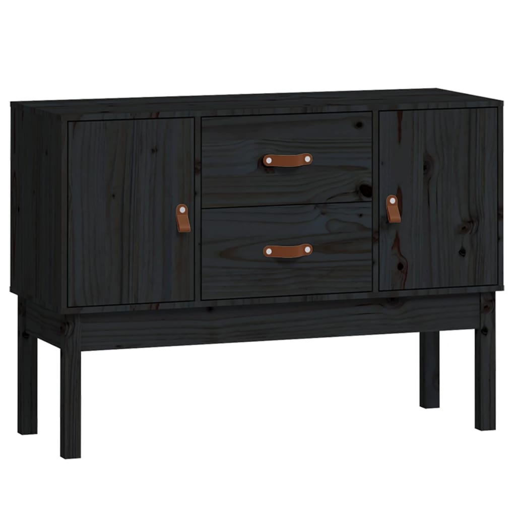 Schwarzes Sideboard 110x40x78 cm Massives Kiefernholz