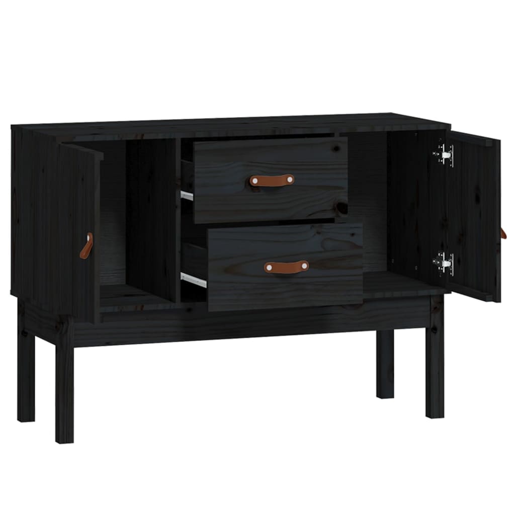 Schwarzes Sideboard 110x40x78 cm Massives Kiefernholz