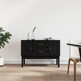 Schwarzes Sideboard 110x40x78 cm Massives Kiefernholz