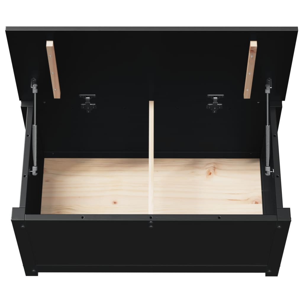 Boîte de rangement Noir 80x40x45,5 cm Bois massif de pin