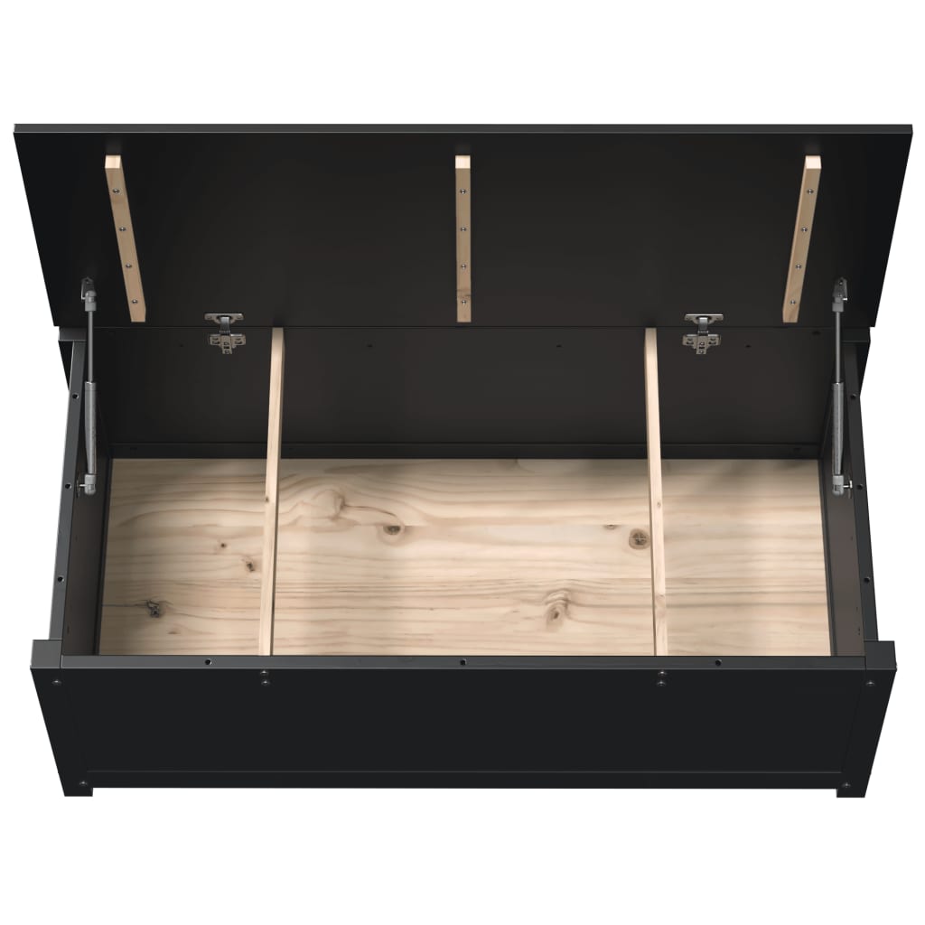 Boîte de rangement Noir 110x50x45,5 cm Bois massif de pin